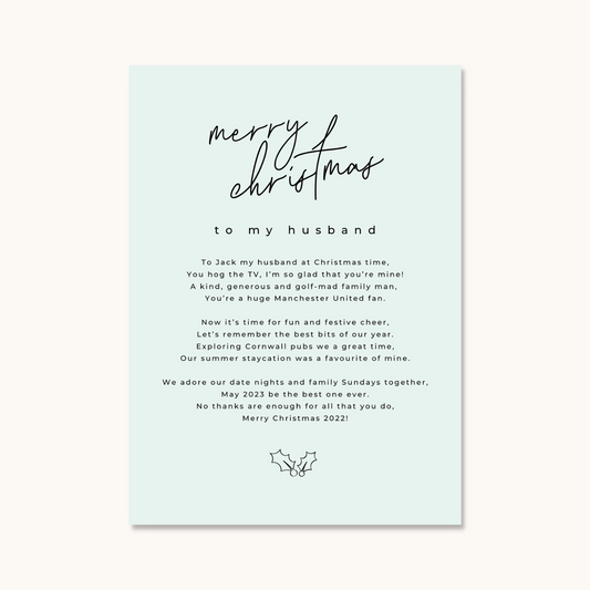 Merry Christmas Husband Card