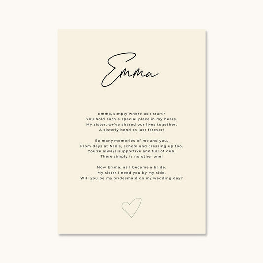 Sister, Will You Be My Bridesmaid? Card