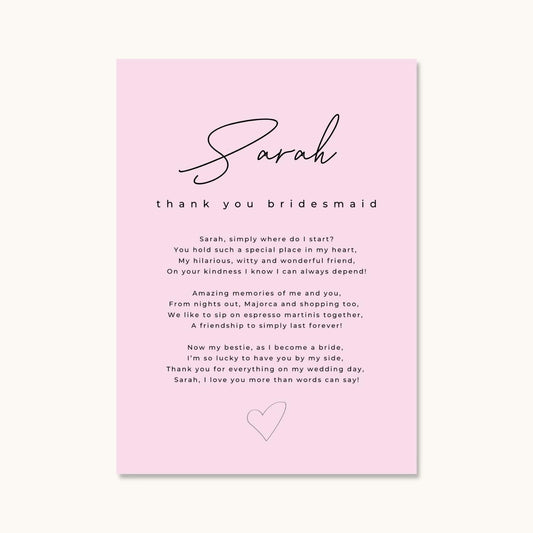 Thank You Bridesmaid Card