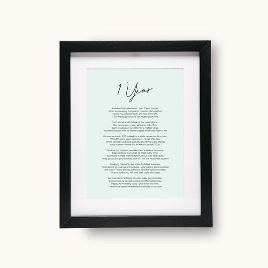 Bespoke Anniversary Poem