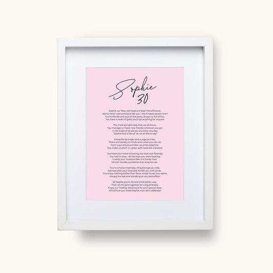 Bespoke Birthday Poem