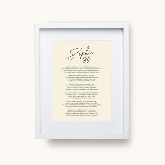 Bespoke Birthday Poem