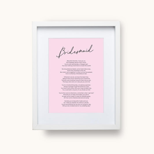 Bespoke Bridesmaid Poem