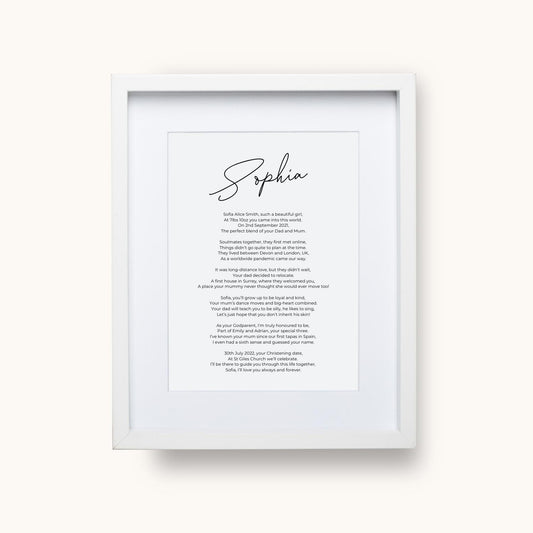 Bespoke Christening Poem