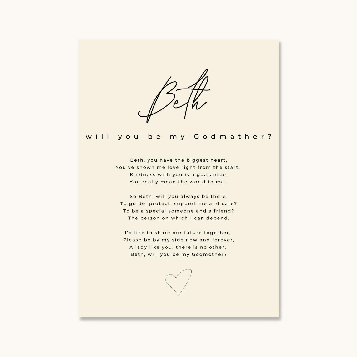 Will You Be My Godmother? Card – www.wrdit.com