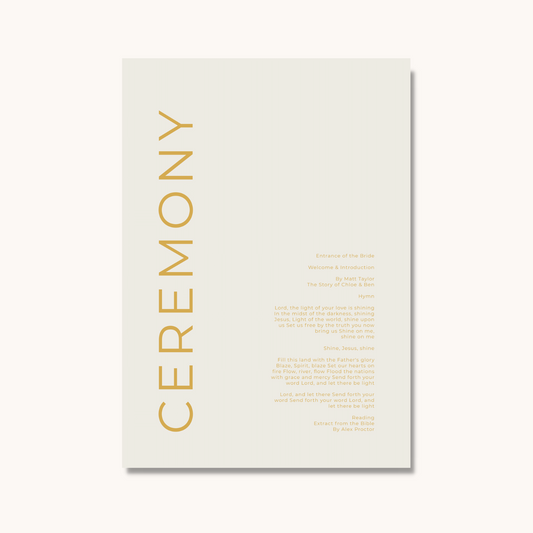 Contemporary Personalised Wedding Order Of Services